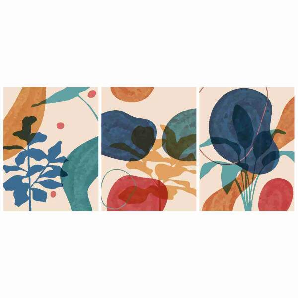 Quadro Abstrata com Florais em Aquarela