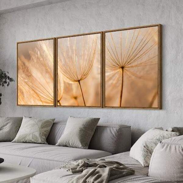 Quadro Dente de Leo Dourado Decorativo