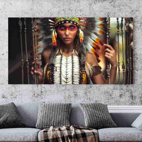 Quadro India Cocar e Pintura Corporal