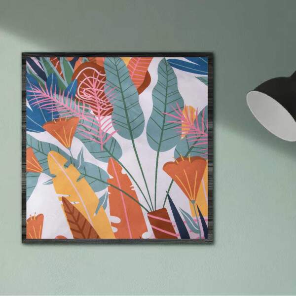 Quadro Escandinavo Folhagem Tropical Moderna