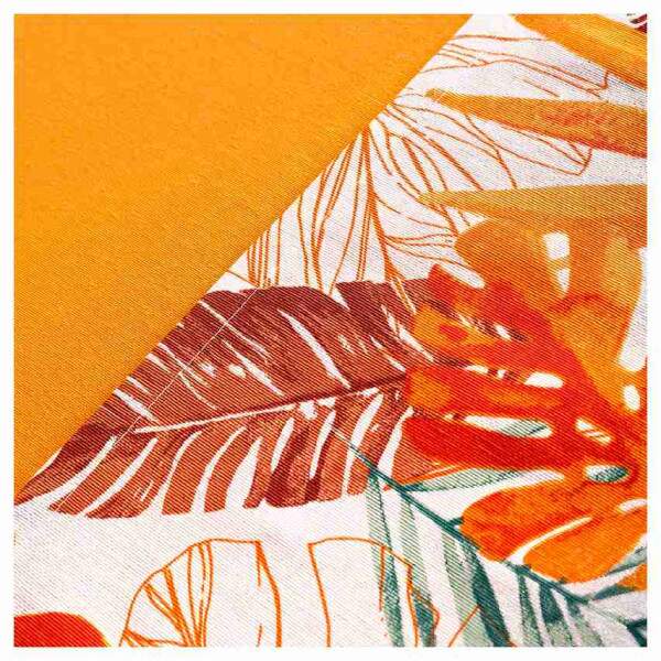 Quadro Folhas Tropicais em Tons de Laranja