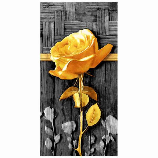 Quadro Rosa Dourada Fundo Rstico
