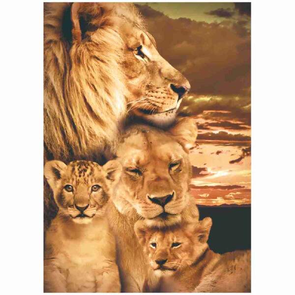 Quadro Famlia De Lees Com Dois Filhotes