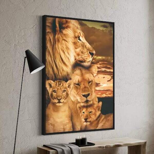 Quadro Famlia De Lees Com Dois Filhotes