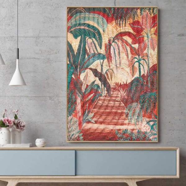 Quadro Caminho Tropical Paisagem Abstrata em Tons Terrosos