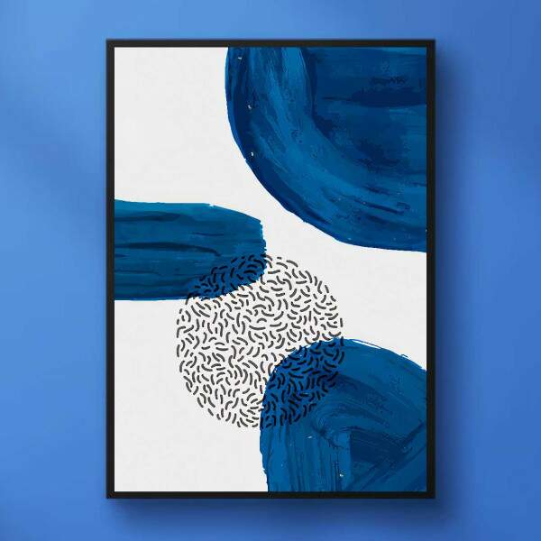 Quadro Contraste Azul com Pinceladas e Curvas Dinmicas