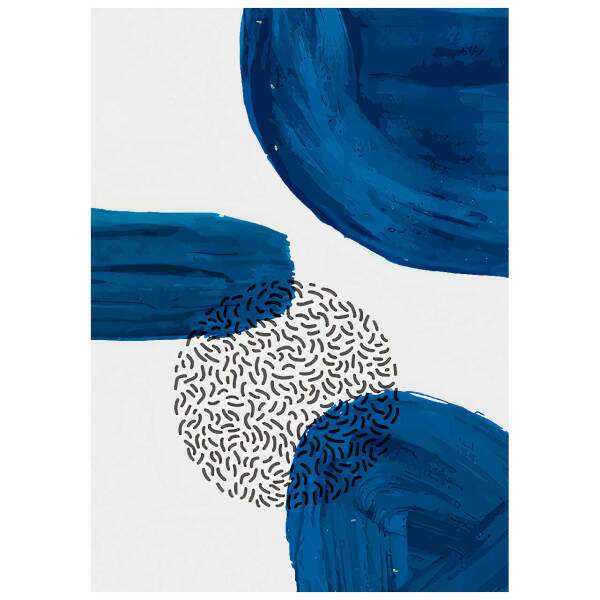 Quadro Contraste Azul com Pinceladas e Curvas Dinmicas
