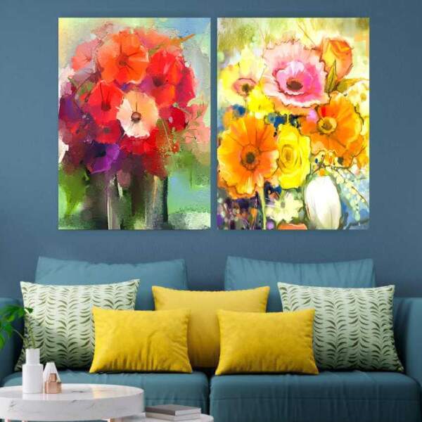 Quadro Aquarela de Papoulas e Flores Silvestres