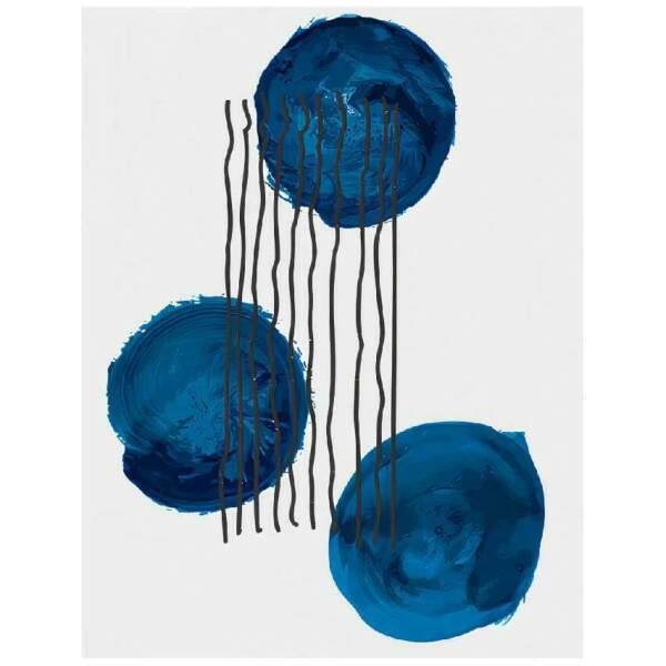 Quadro Crculos em Movimento Azul Profundo Traos Abstratos