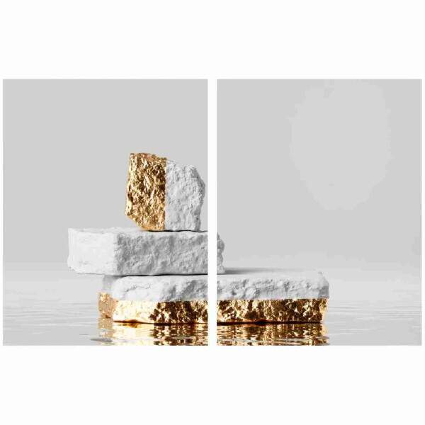 Quadro Pedras Brancas com Dourado