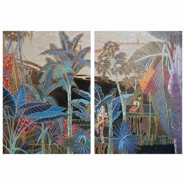 Quadro Natureza Tropical Palmeiras Estilizadas