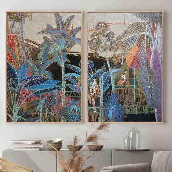 Quadro Natureza Tropical Palmeiras Estilizadas
