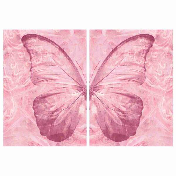 Quadro Borboleta Rosa em Fundo Abstrato