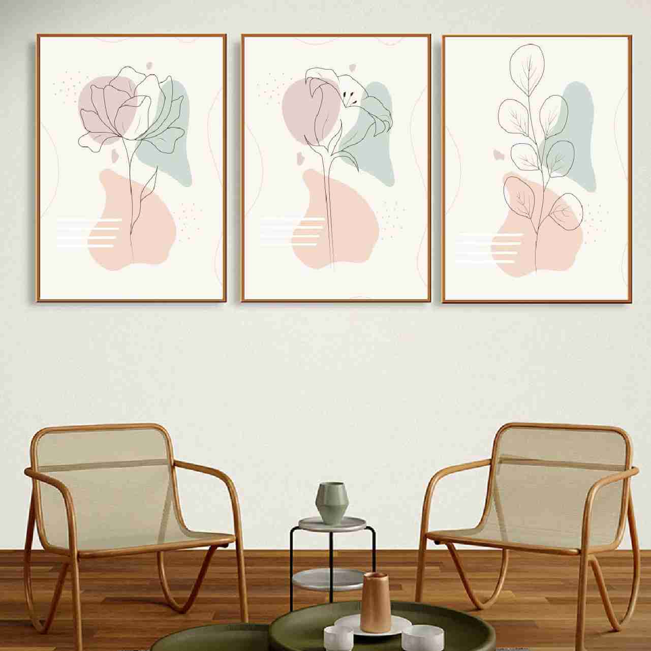 Quadro Flores Minimalistas em Tons Claros