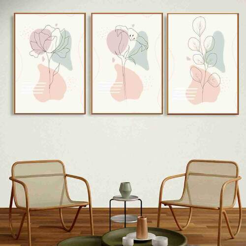 Quadro Flores Minimalistas em Tons Claros