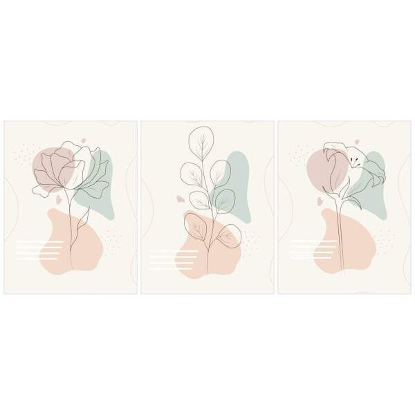 Quadro Flores Minimalistas em Tons Claros