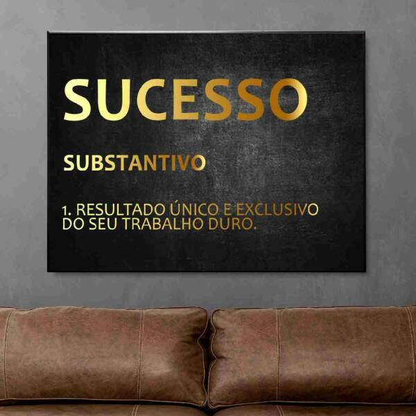 Quadro Definio de Sucesso com Letras Douradas