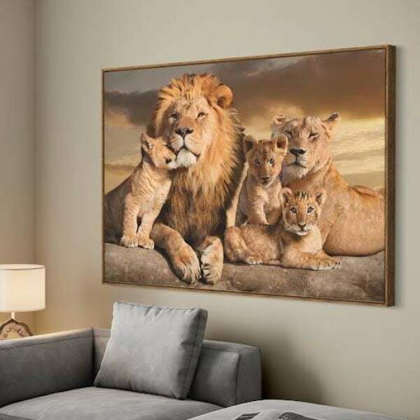 Quadro Familia Leoes Tres Filhotes - Quadros Mais - Onde Comprar