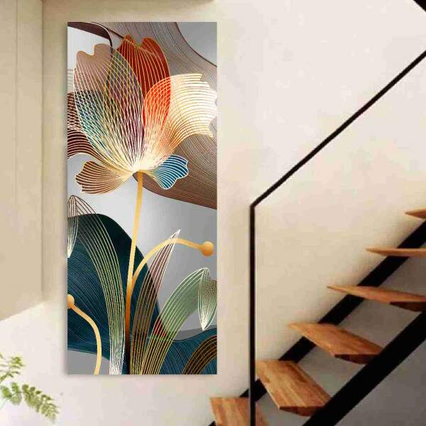 Quadro Flor Abstrata em Linhas Dinmicas e Cores Vibrantes
