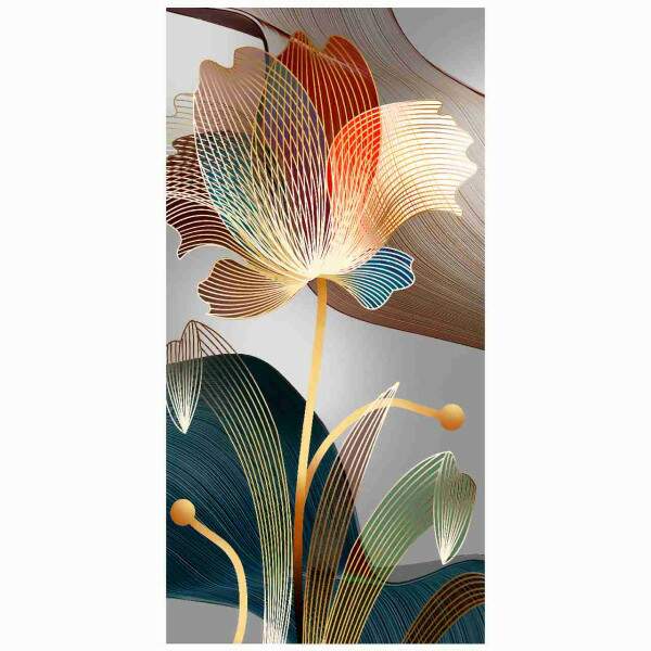 Quadro Flor Abstrata em Linhas Dinmicas e Cores Vibrantes