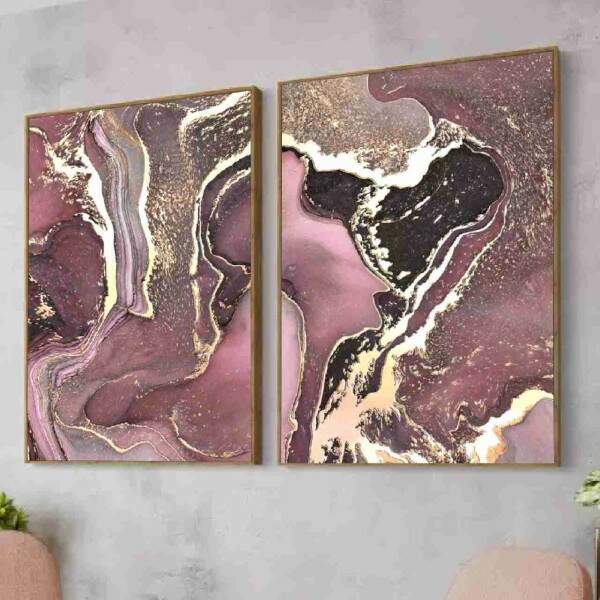 Quadro Marmore Rose Gold Abstrato Decorativo