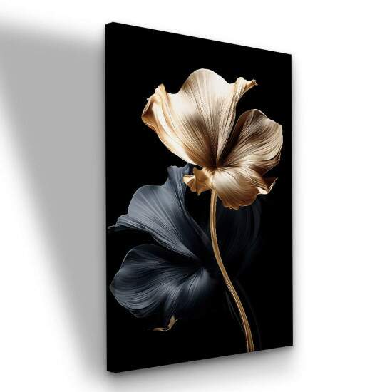 Quadro Moderno Gingkobiloba Luxo Black e Dourado