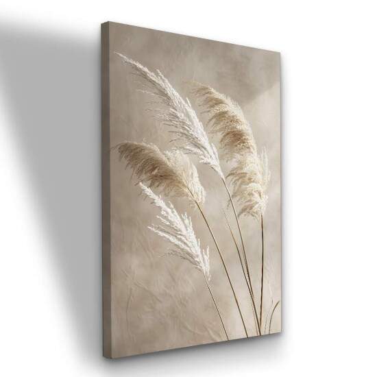 Quadro Moderno Plumas Em Tons Neutros Arte Plantas Abstratas de Luxo