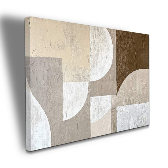 Quadro Equilbrio Abstrato em Tons Neutros Minimalista