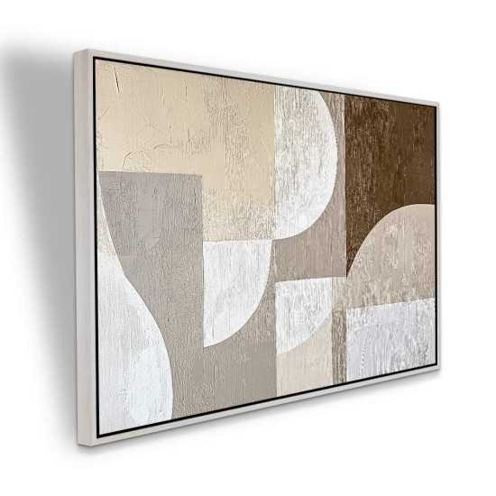 Quadro Equilbrio Abstrato em Tons Neutros Minimalista