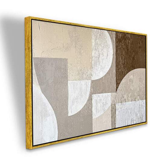 Quadro Equilbrio Abstrato em Tons Neutros Minimalista