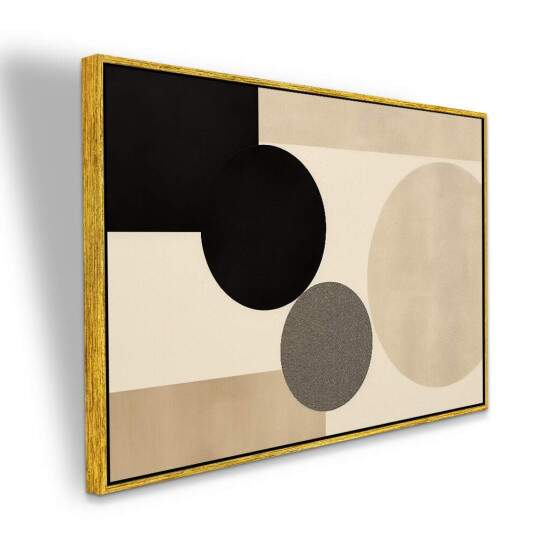Quadro Equilbrio Geomtrico em Tons Neutros Palha Modernos