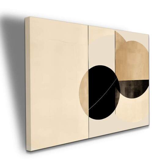 Quadro Harmonia Geomtrica em Tons Neutros Pasteis