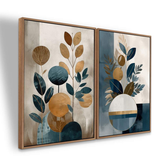 Dupla de Quadros Abstrato Boho Moderno Tons Pastis