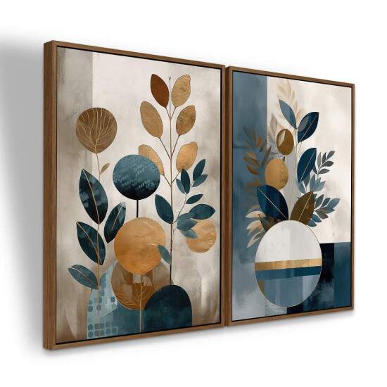 Dupla de Quadros Abstrato Boho Moderno Tons Pastis