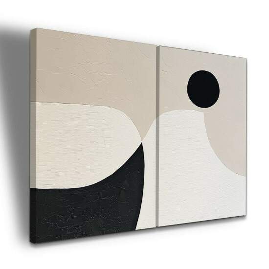 Dupla de Quadros Abstratos Geomtricos Neutros