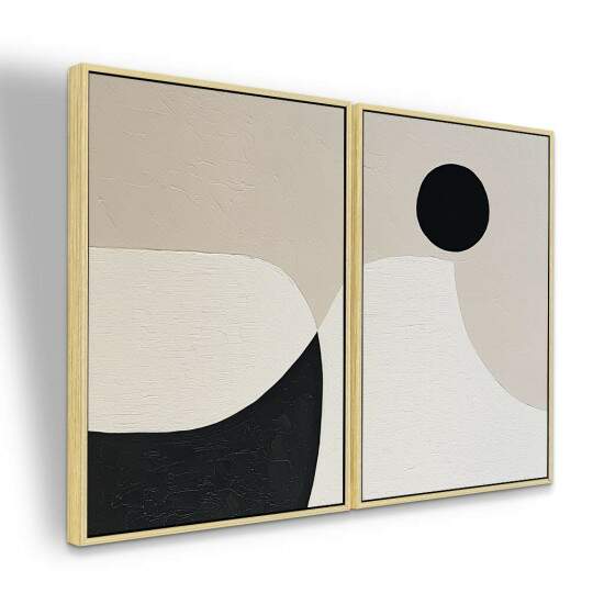 Dupla de Quadros Abstratos Geomtricos Neutros