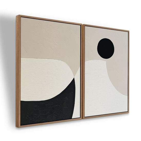 Dupla de Quadros Abstratos Geomtricos Neutros