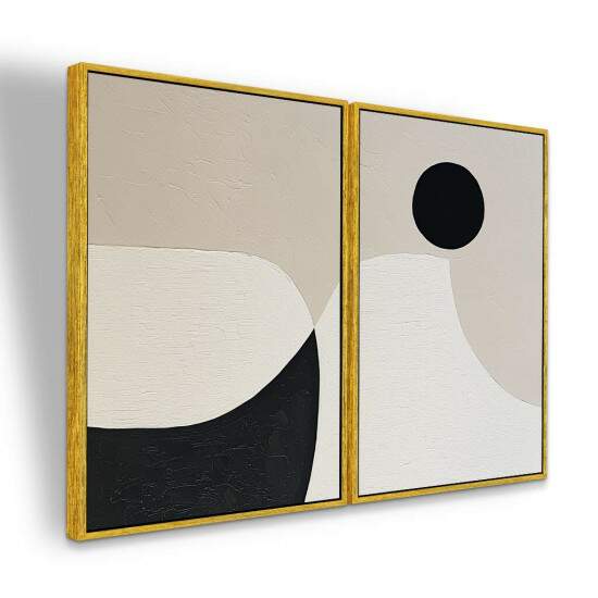 Dupla de Quadros Abstratos Geomtricos Neutros