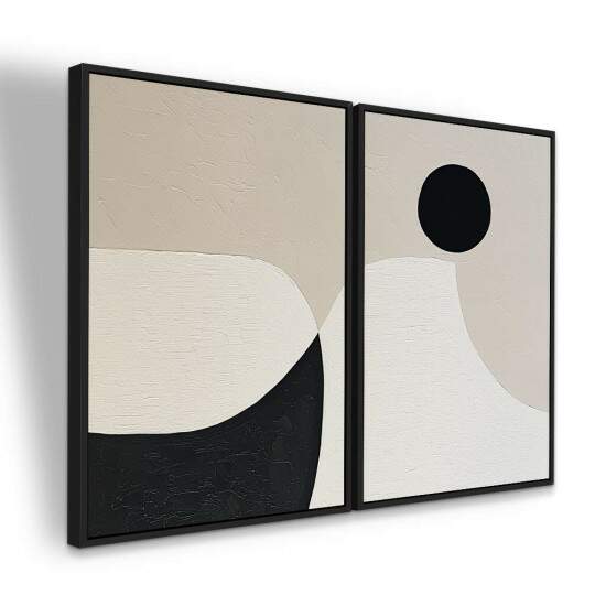 Dupla de Quadros Abstratos Geomtricos Neutros