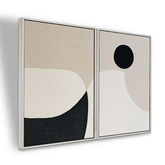 Dupla de Quadros Abstratos Geomtricos Neutros