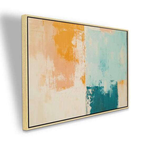 Quadro Abstrato Tons Calmos Pastel Laranja e Azul