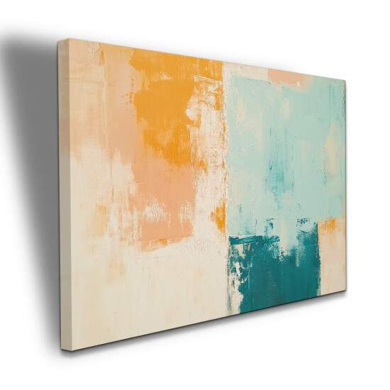 Quadro Abstrato Tons Calmos Pastel Laranja e Azul