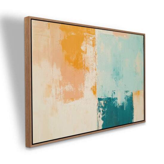 Quadro Abstrato Tons Calmos Pastel Laranja e Azul