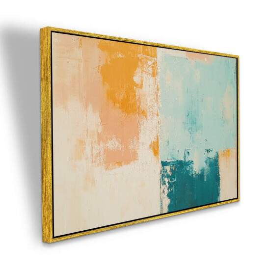 Quadro Abstrato Tons Calmos Pastel Laranja e Azul