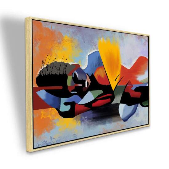 Quadro Abstrato Mulher Deitada com Formas Orgnicas Paleta Viva