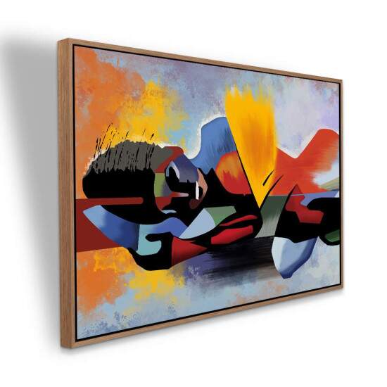 Quadro Abstrato Mulher Deitada com Formas Orgnicas Paleta Viva