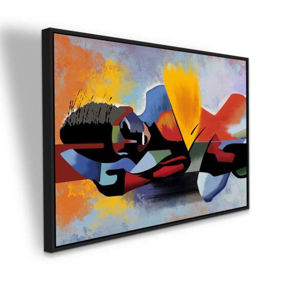 Quadro Abstrato Mulher Deitada com Formas Orgnicas Paleta Viva