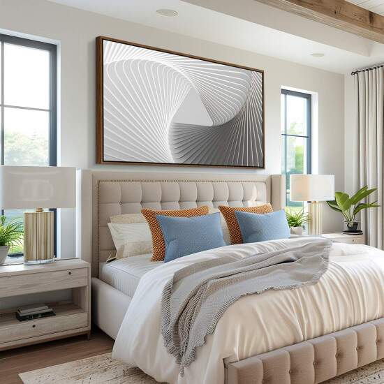 Quadro Decorativo Geomtrico Cinza e Branco Estilo 3D Contemporneo