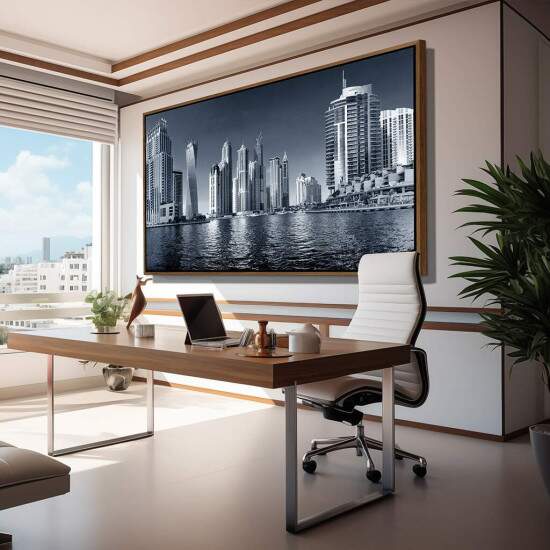 Quadro Paisagem Urbana Dubai em Preto e Branco