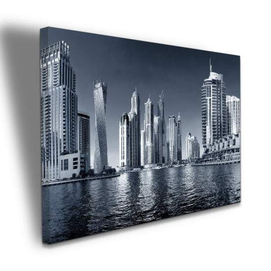 Quadro Paisagem Urbana Dubai em Preto e Branco